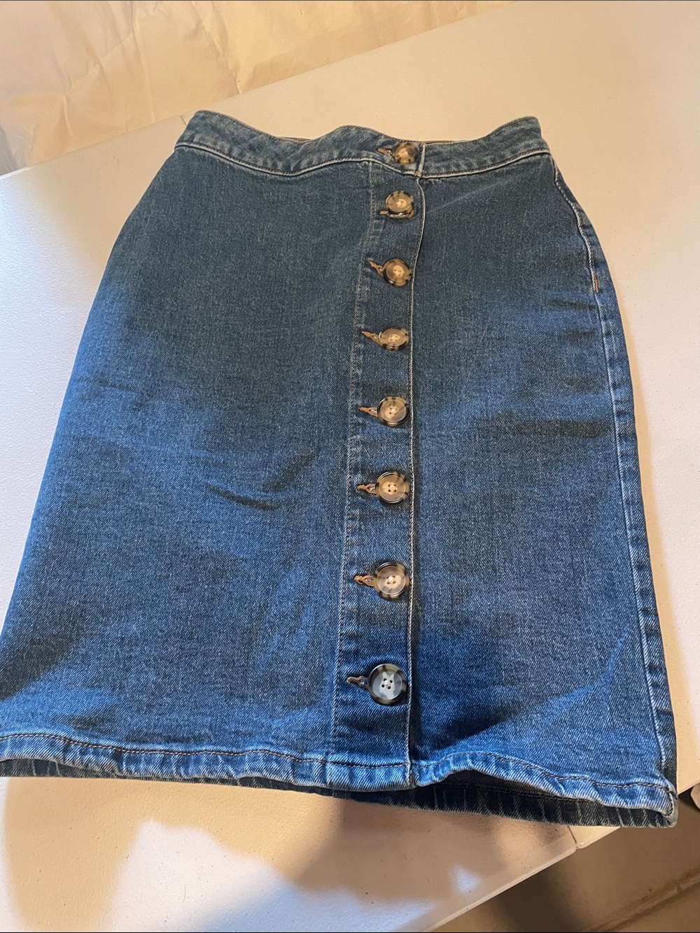Maurices Dark Blue Button-Front Pencil Skirt